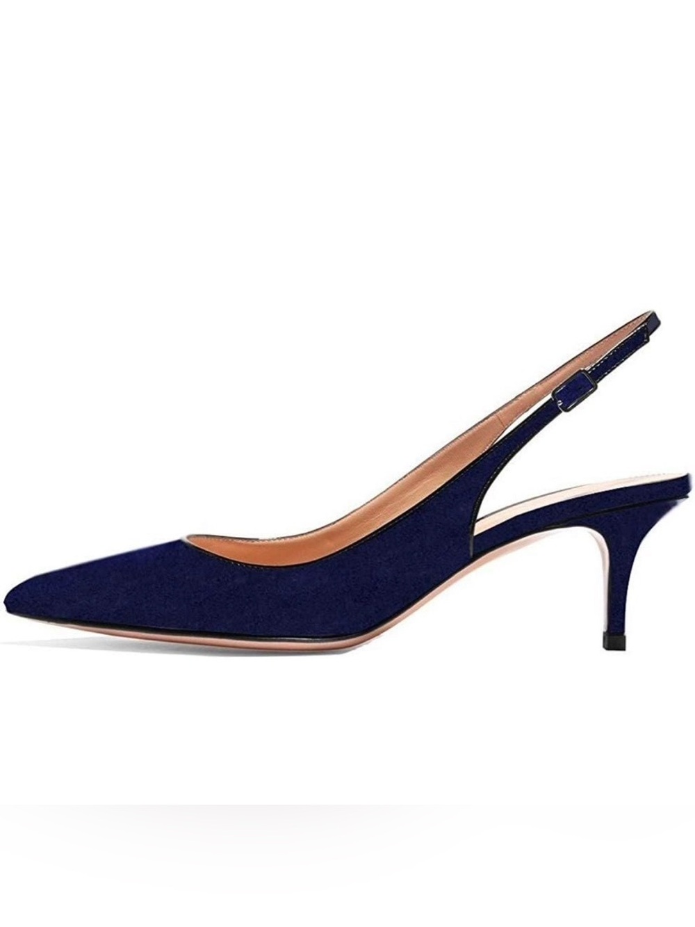 Divanne Women’s Pointed Slingback Kitten Heel Pumps in Navy - US Size 7
